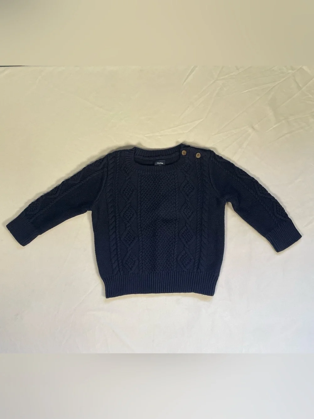 Baby Gap Navy 100% Cotton Cable Knit Crewneck Sweater 12-18 Months NWT